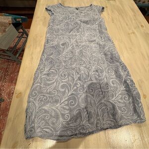 Lina Tomei Made In Italy 100% Linen Floral Embroidered Mini Dress